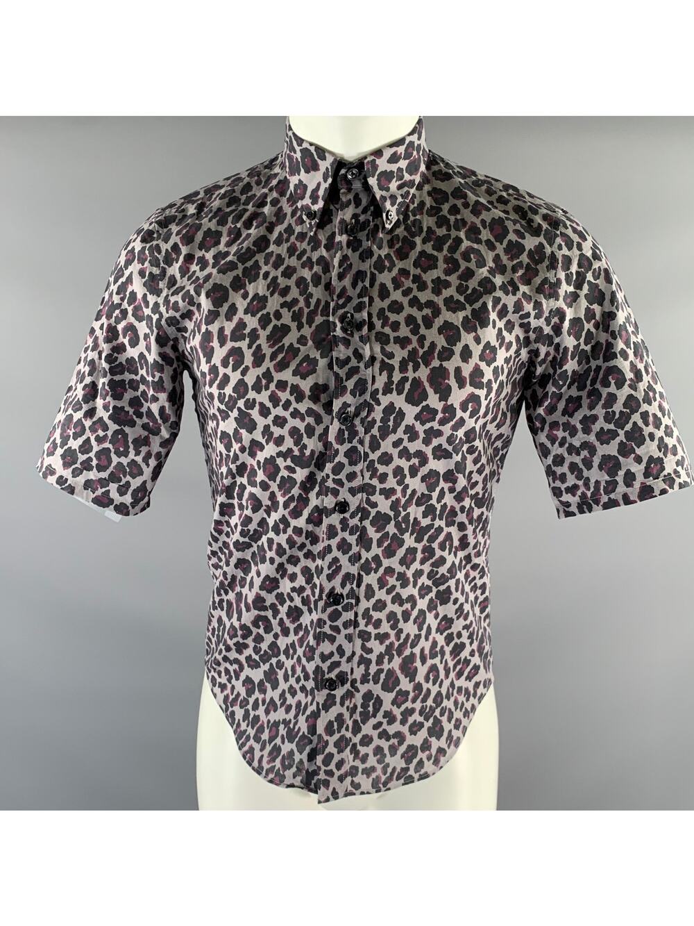 MARC JACOBS Size XS Purple Lavender Leopard Print Cotton Short Sleeve Shirt
